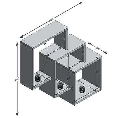 FMD estante de pared con 3 compartimentos roble marrón