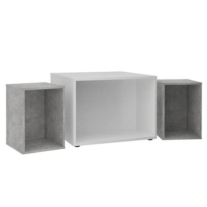 Table basse FMD avec 2 tables d'appoint 67,5x67,5x50 cm aspect béton blanc