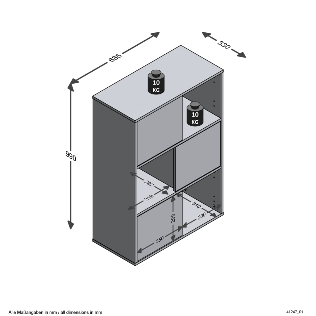 FMD Standregal mit 3 offenen Fächern 68,5x33x99 cm Anthrazit