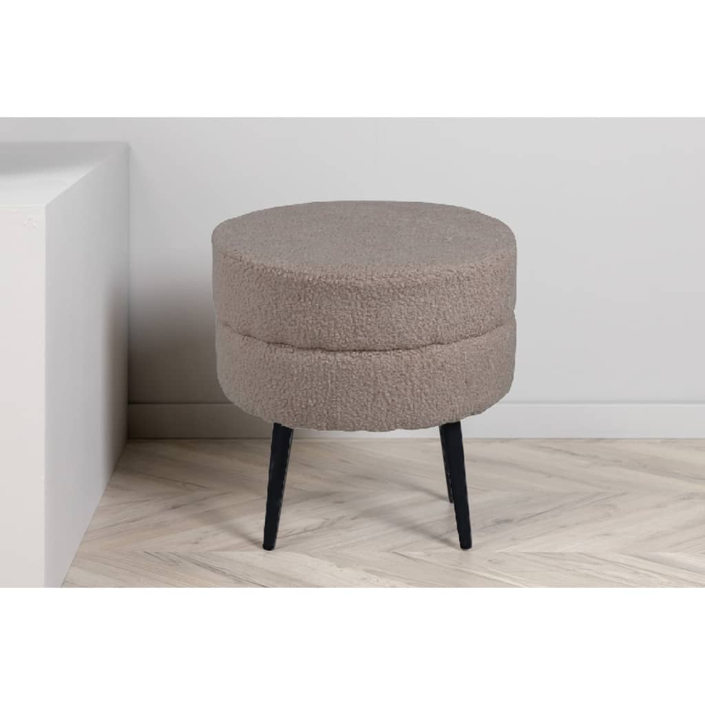 Venture Home Tabouret Pot 40x40x40 cm Teddy Beige et Noir