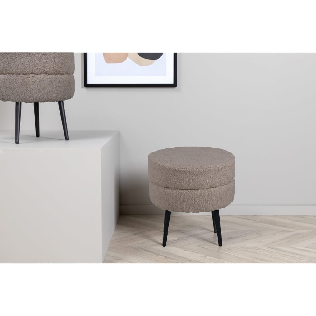 Venture Home Tabouret Pot 40x40x40 cm Teddy Beige et Noir