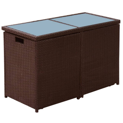 3-tlg. Bistro-Set mit Kissen Poly Rattan Braun