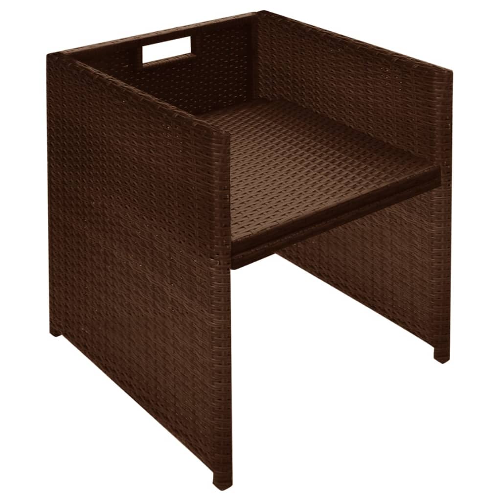 3-tlg. Bistro-Set mit Kissen Poly Rattan Braun