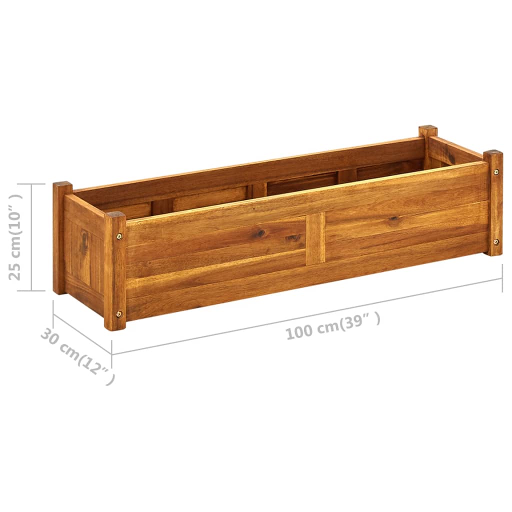 Bancal elevado de jardín madera de acacia 100x30x25 cm