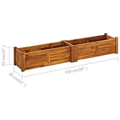 Plate-bande surélevée de jardin en bois d'acacia 150x30x25 cm