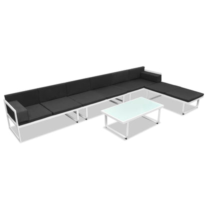 5-tlg. Garten-Lounge-Set Textilene Aluminium Schwarz