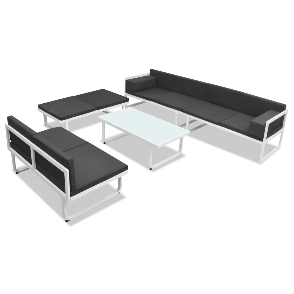 5-tlg. Garten-Lounge-Set Textilene Aluminium Schwarz