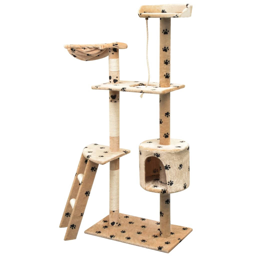 Arbre à chat en sisal 150 cm beige avec empreinte de patte