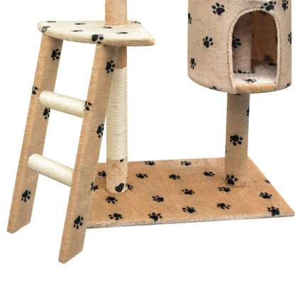 Arbre à chat en sisal 150 cm beige avec empreinte de patte