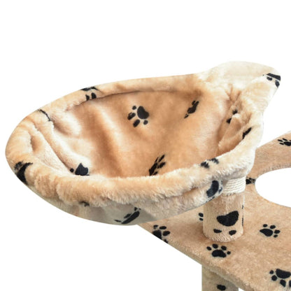 Arbre à chat en sisal 150 cm beige avec empreinte de patte