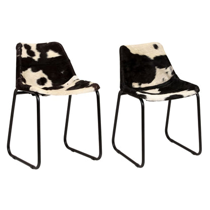 Chaises de salle à manger 2 pcs. Cuir de chèvre véritable