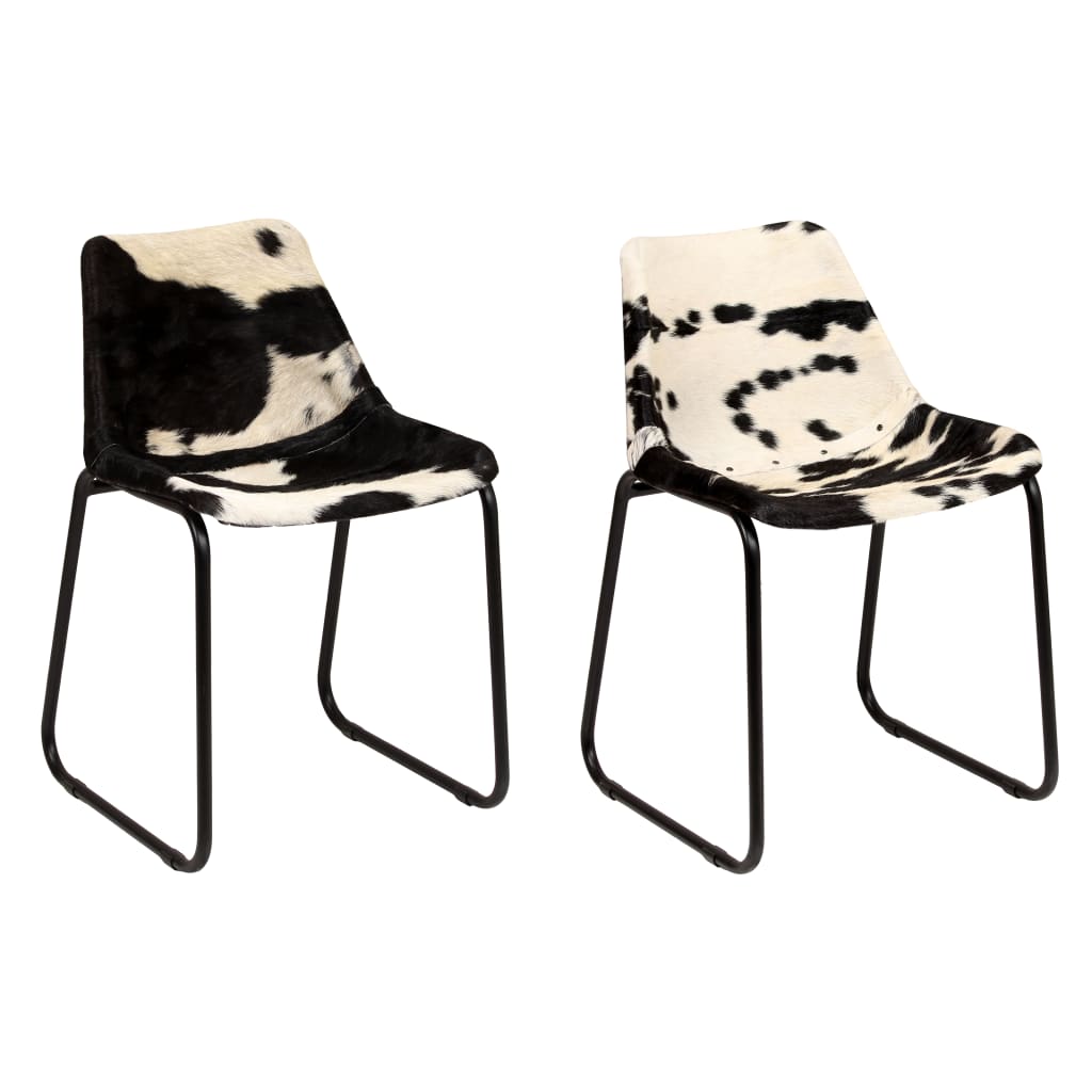 Chaises de salle à manger 2 pcs. Cuir de chèvre véritable