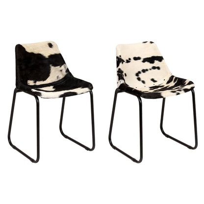 Chaises de salle à manger 2 pcs. Cuir de chèvre véritable