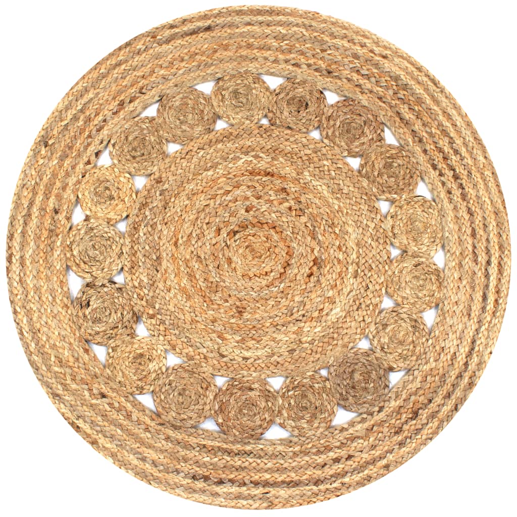 Tapis tressé motif jute 90 cm rond