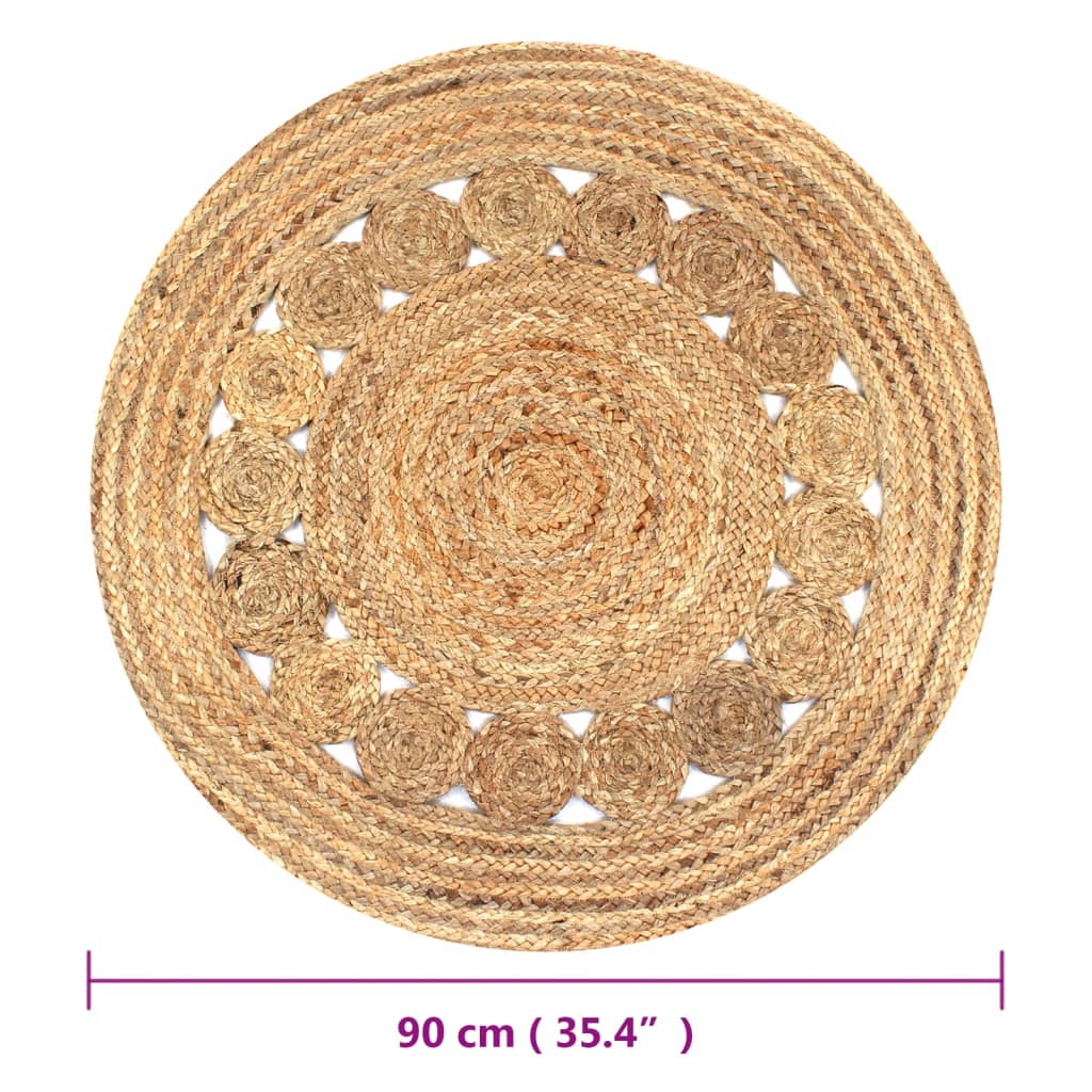 Tapis tressé motif jute 90 cm rond