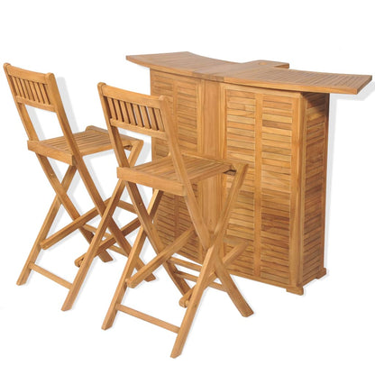 3-tlg. Bistro-Set mit Klappstühlen Massivholz Teak