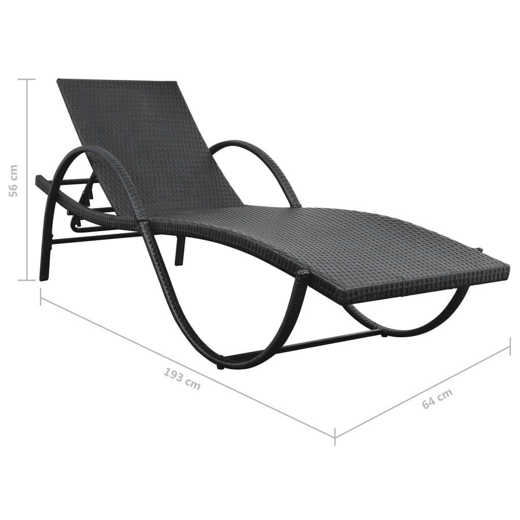 Bains de soleil 2 pièces avec table poly rotin noir