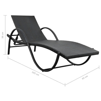 Bains de soleil 2 pièces avec table poly rotin noir