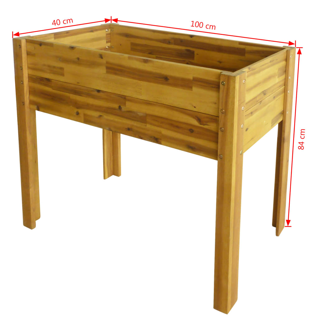 Cama de jardín elevada de madera maciza de acacia