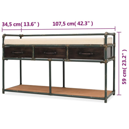 Aufbewahrungsbank mit Kissen 107,5 x 34,5 x 59 cm