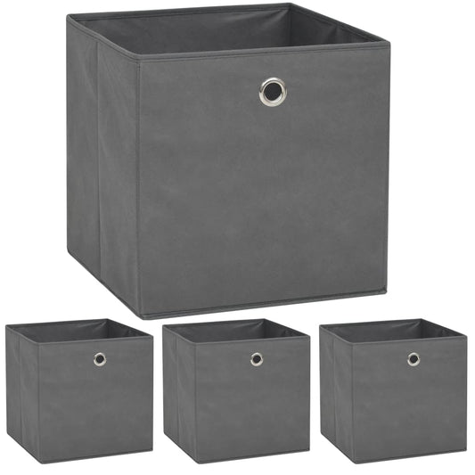 Aufbewahrungsboxen 4 Stk. Vliesstoff 32x32x32 cm Grau