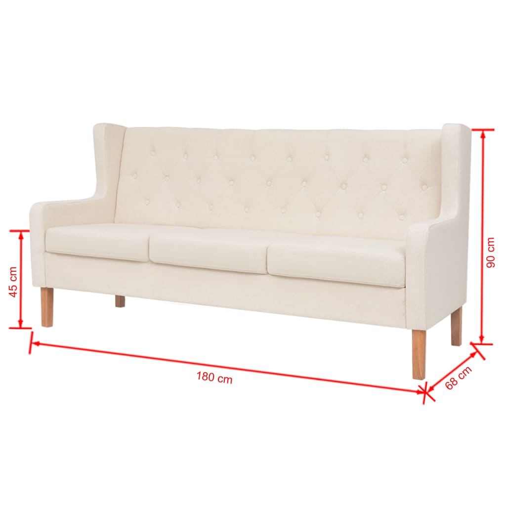 2-tlg. Sofa-Set Stoff Cremeweiß