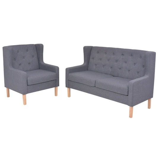 2-tlg. Sofa-Set Stoff Grau