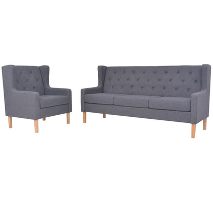 2-tlg. Sofa-Set Stoff Grau