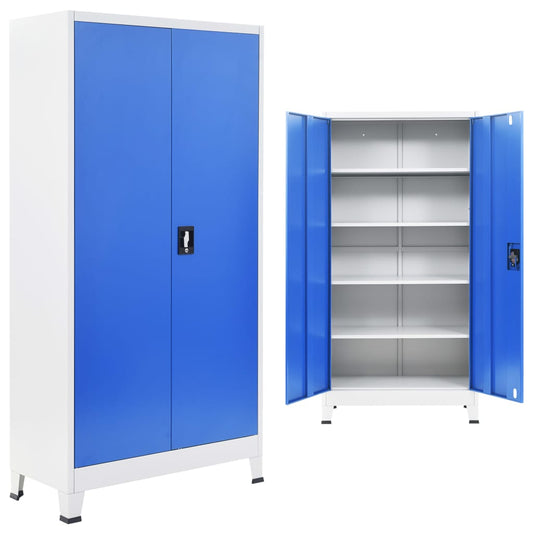 Büroschrank Metall 90x40x180 cm Grau und Blau