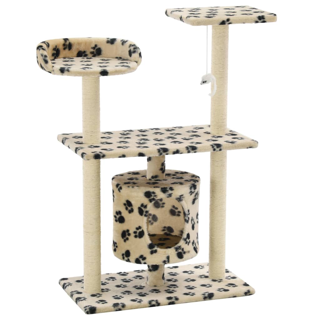 Arbre à chat en sisal 95 cm beige empreinte de patte