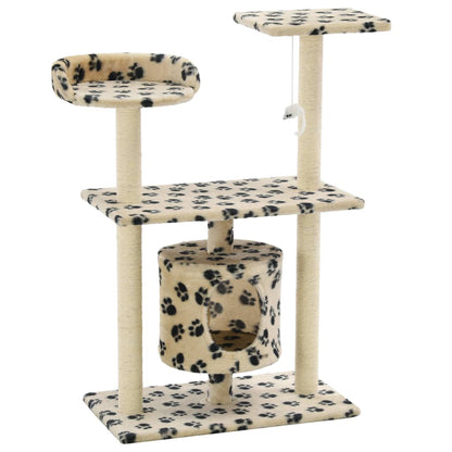 Arbre à chat en sisal 95 cm beige empreinte de patte