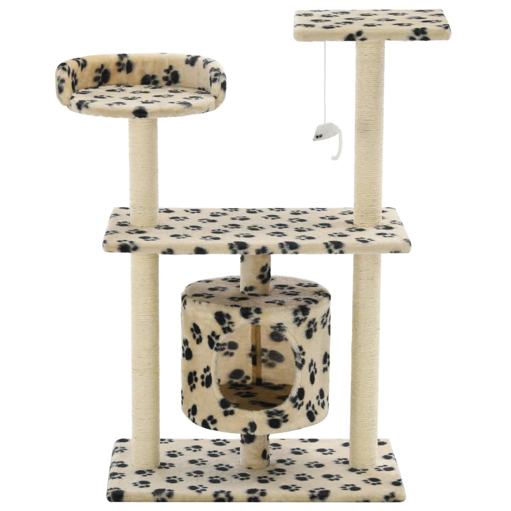 Arbre à chat en sisal 95 cm beige empreinte de patte