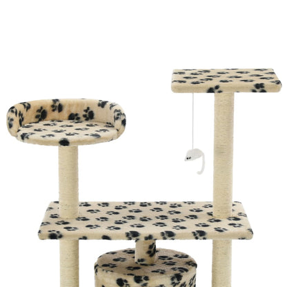 Arbre à chat en sisal 95 cm beige empreinte de patte