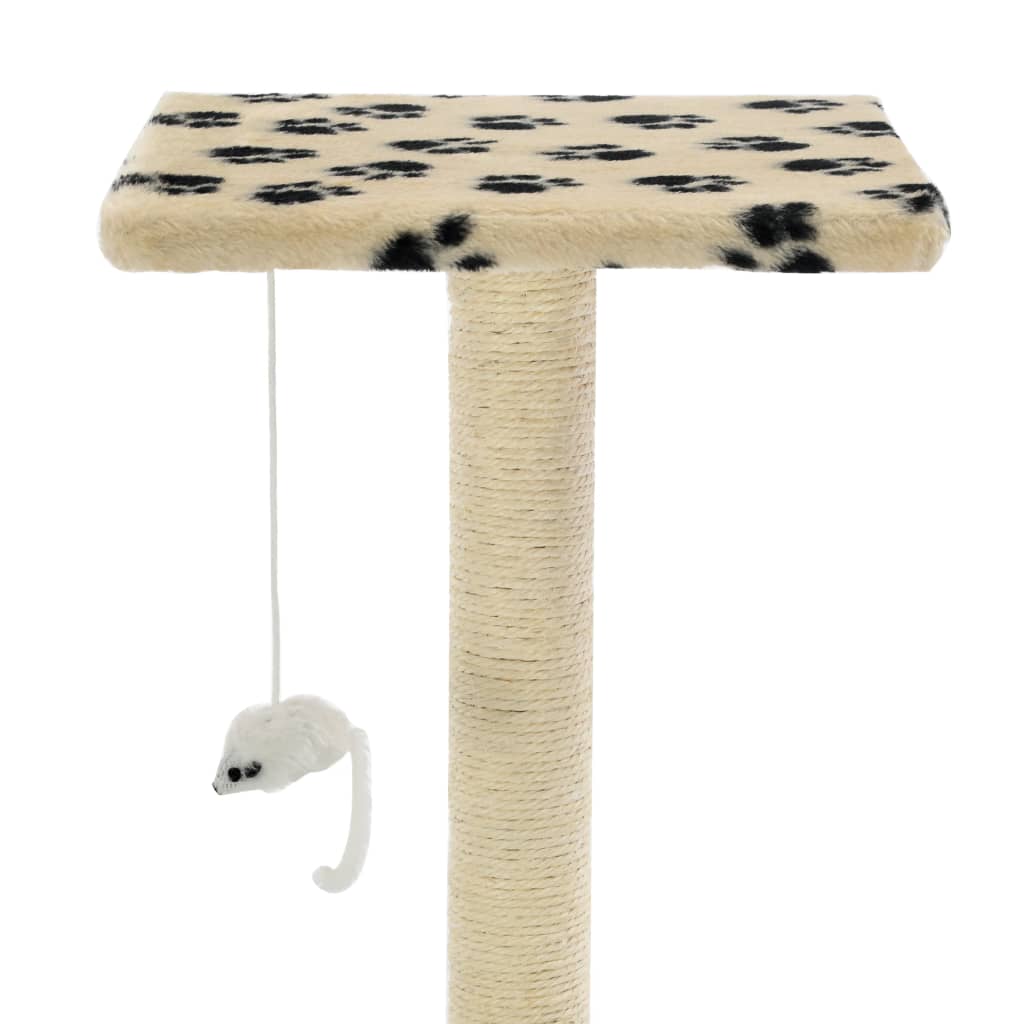 Arbre à chat en sisal 95 cm beige empreinte de patte