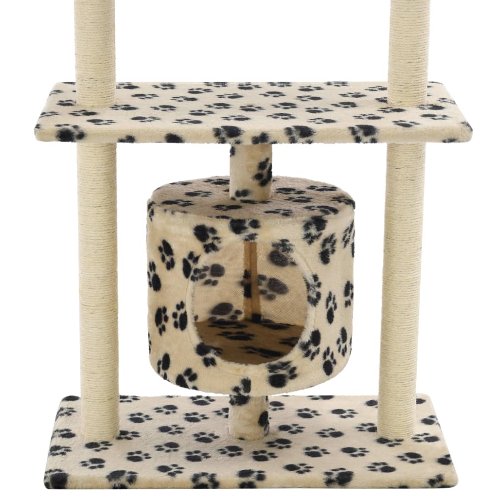 Arbre à chat en sisal 95 cm beige empreinte de patte