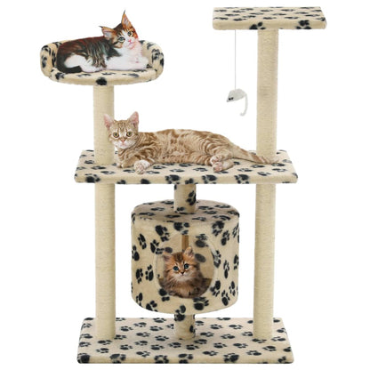 Arbre à chat en sisal 95 cm beige empreinte de patte