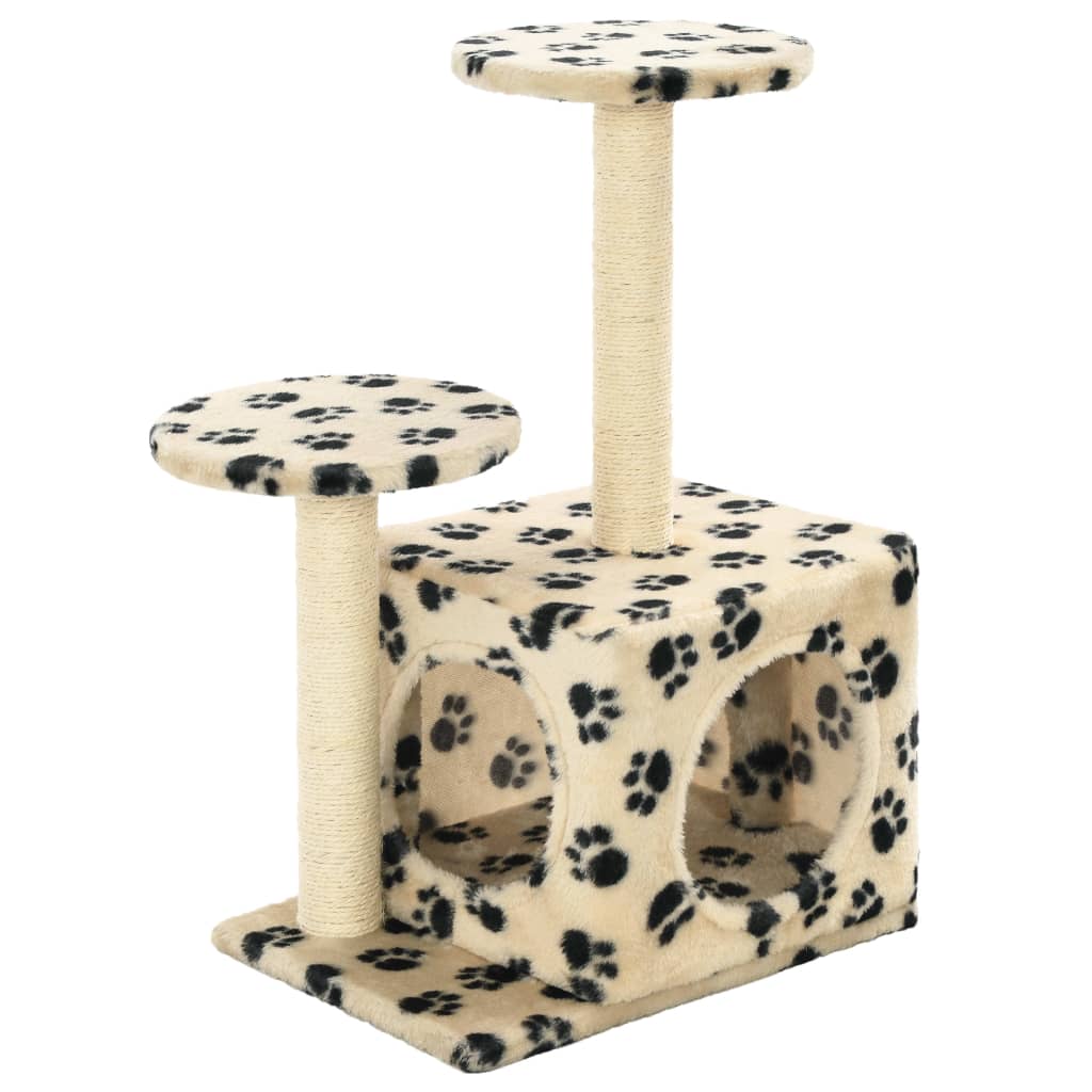 Arbre à chat en sisal 60 cm beige empreinte de patte