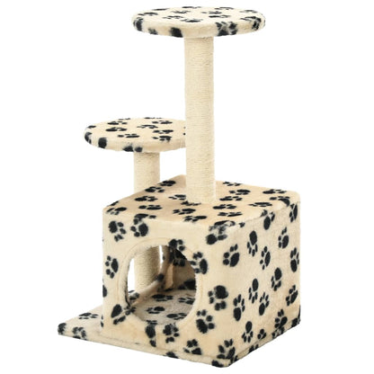 Arbre à chat en sisal 60 cm beige empreinte de patte