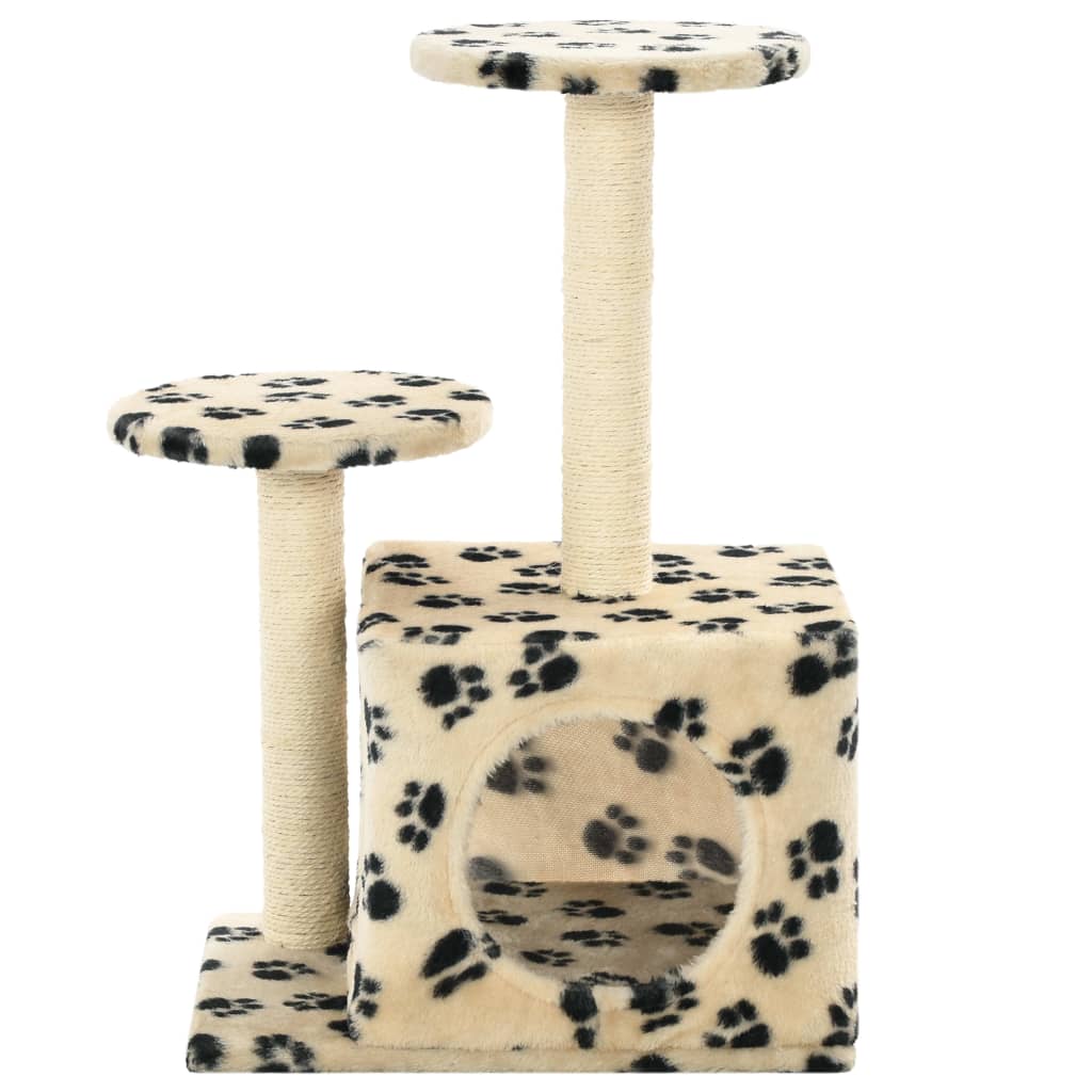 Arbre à chat en sisal 60 cm beige empreinte de patte