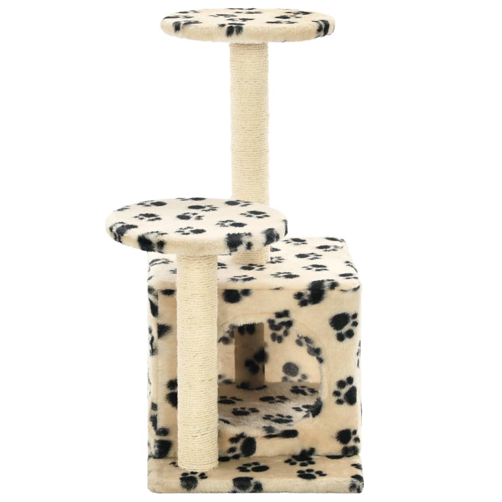 Arbre à chat en sisal 60 cm beige empreinte de patte