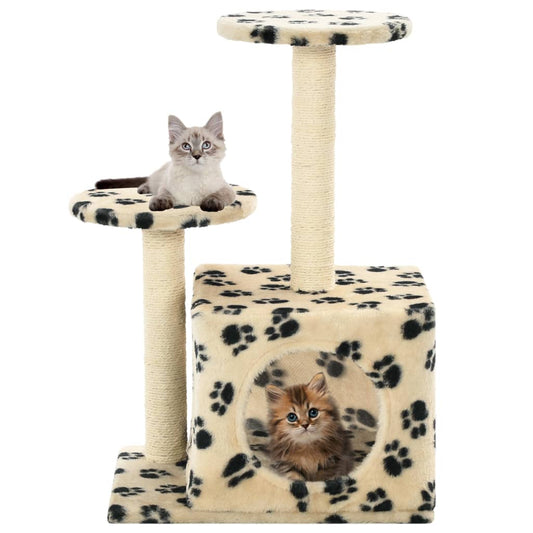 Arbre à chat en sisal 60 cm beige empreinte de patte