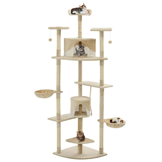 Arbre à chat en sisal 203 cm beige et blanc