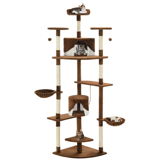 Arbre à chat avec griffoirs en sisal 203 cm marron et blanc