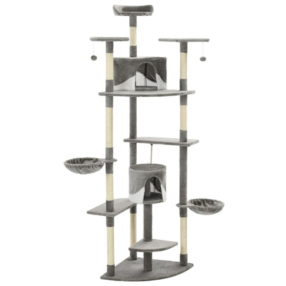 Arbre à chat avec griffoirs en sisal 203 cm gris et blanc