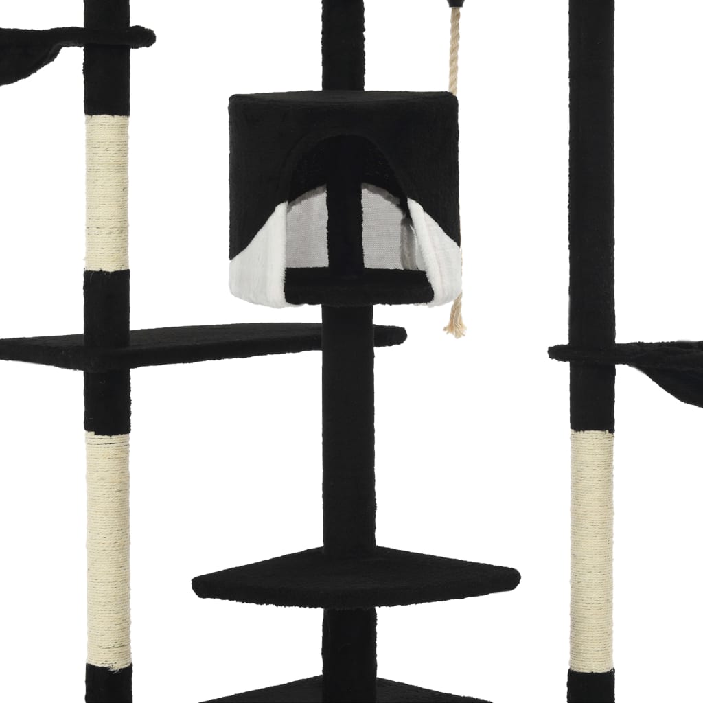 Arbre à chat avec griffoirs en sisal 203 cm noir et blanc