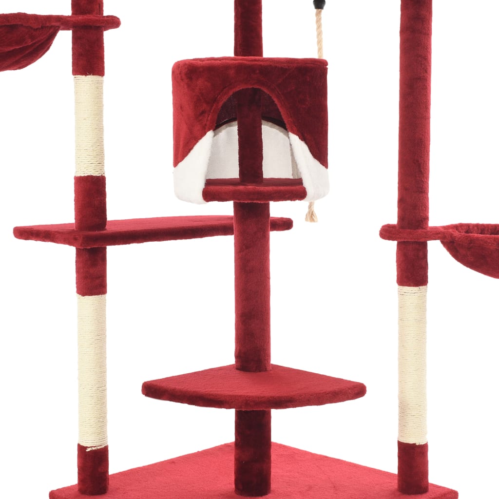 Arbre à chat avec griffoirs en sisal 203 cm rouge et blanc