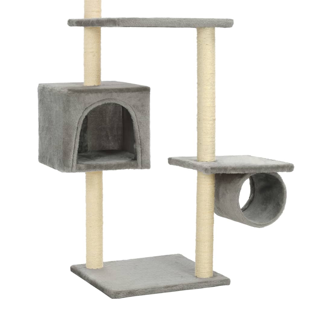 Arbre à chat avec griffoirs en sisal 260 cm gris