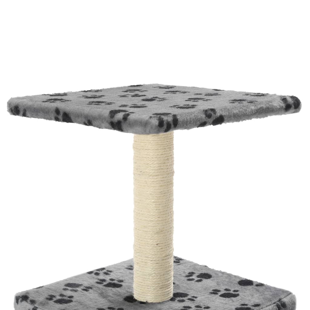 Arbre à chat en sisal 55 cm empreinte de patte grise