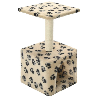 Arbre à chat en sisal 55 cm beige empreinte de patte