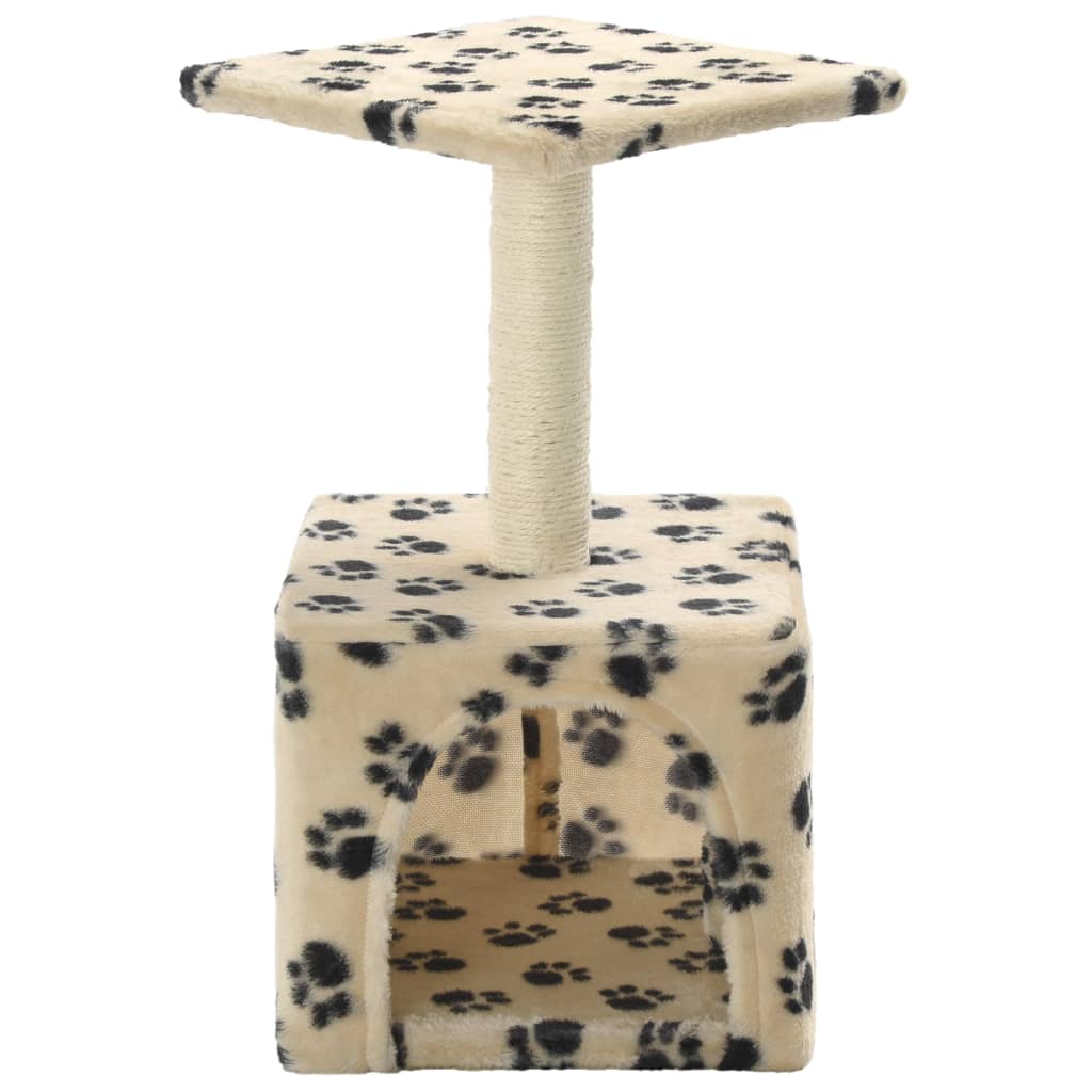 Arbre à chat en sisal 55 cm beige empreinte de patte